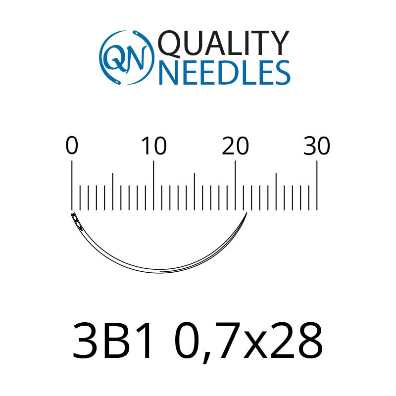 Голки хірургічні ріжучі, 3/8, пружинне вушко, розмір 0,7х28 мм, 10 шт.